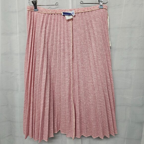 Vintage Leslie Fay Skirt Pleated Pink Twee Coquette Retro L - Picture 5 of 9